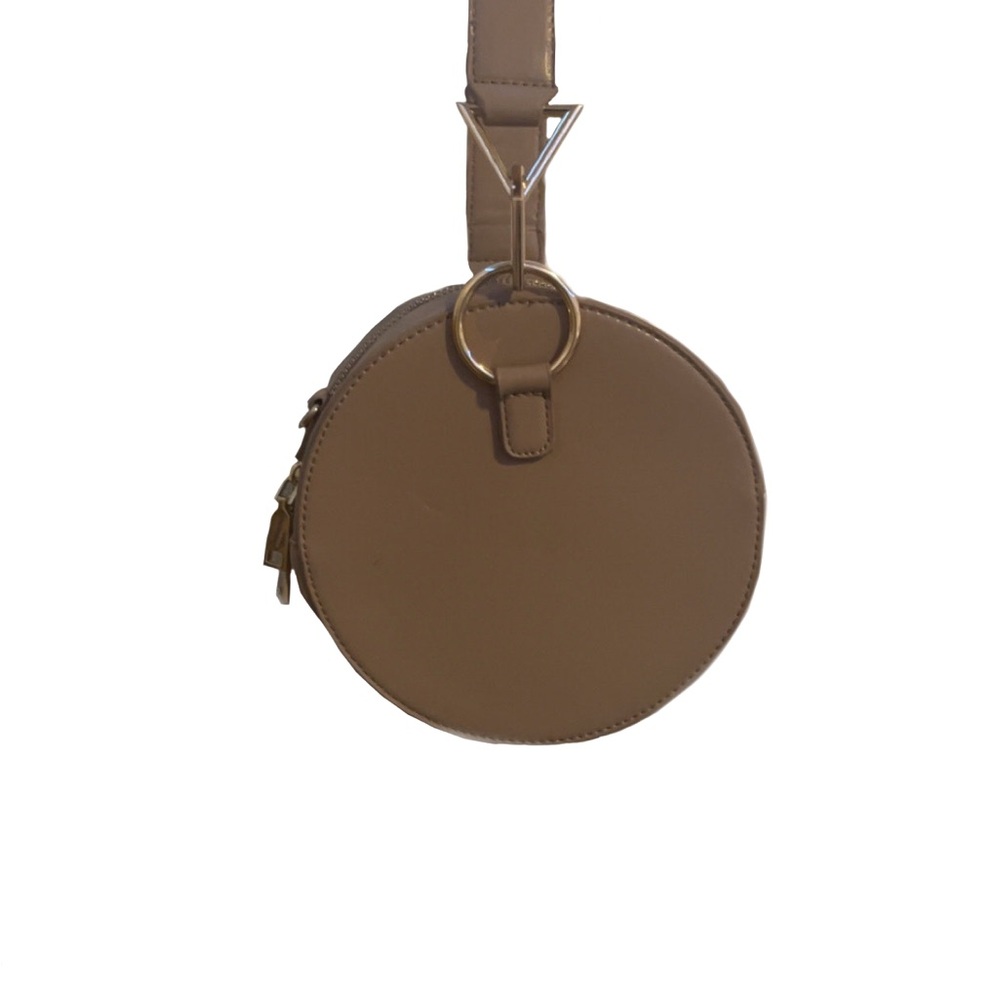 Madison West Tan Mini Circular Bag with Gold Hardware
